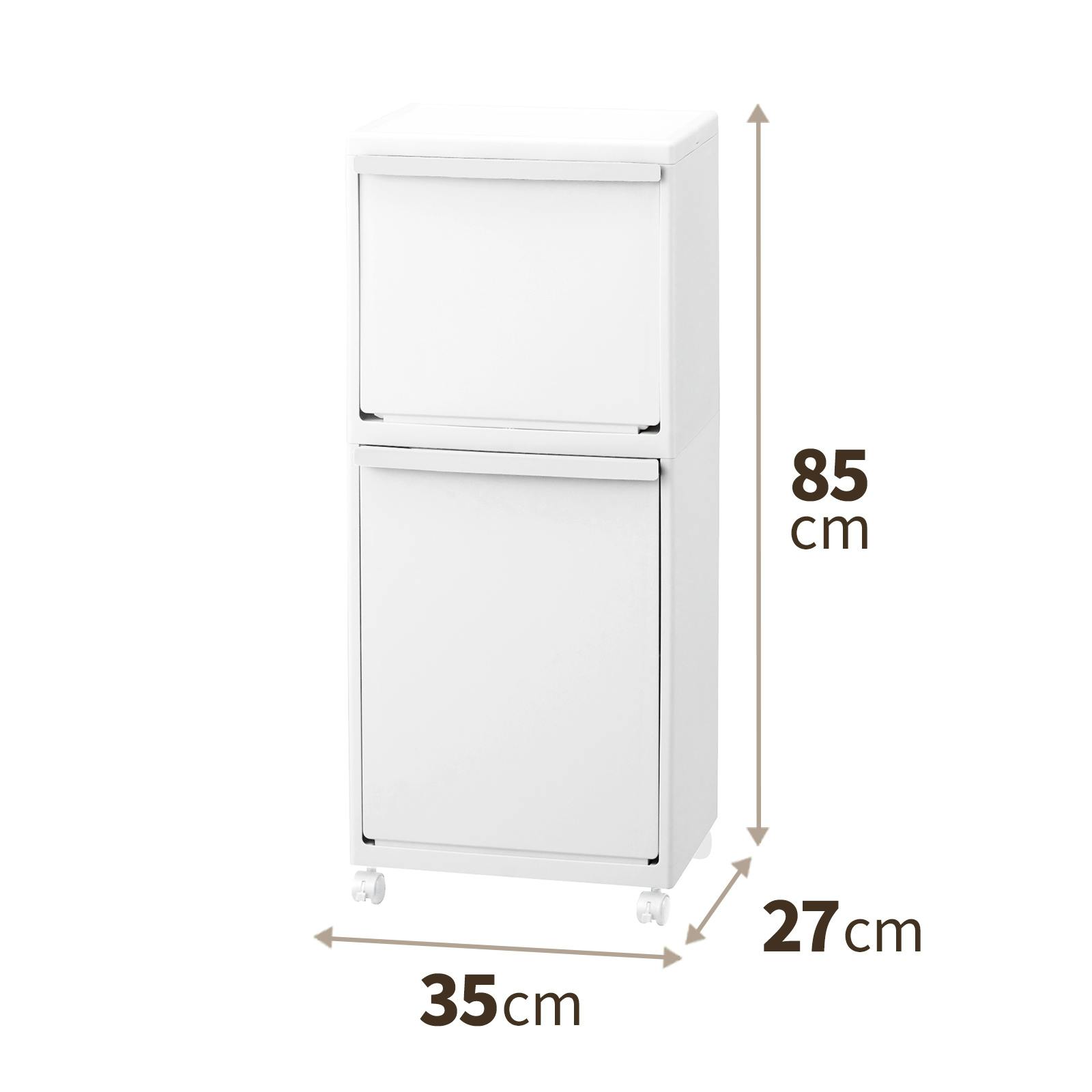 木製プッシュ式 分別ゴミ箱　ホワイト 木製プッシュ式 分別ゴミ箱 ホワイト