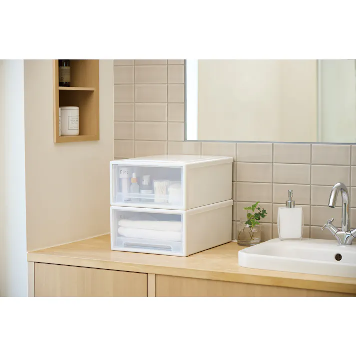 フィッツ ケース 41-31 ホワイトクリア インテリア 引出式 小物収納 重ね収納可 小物収納 別売りキャスター対応 4904746156365【別送品】