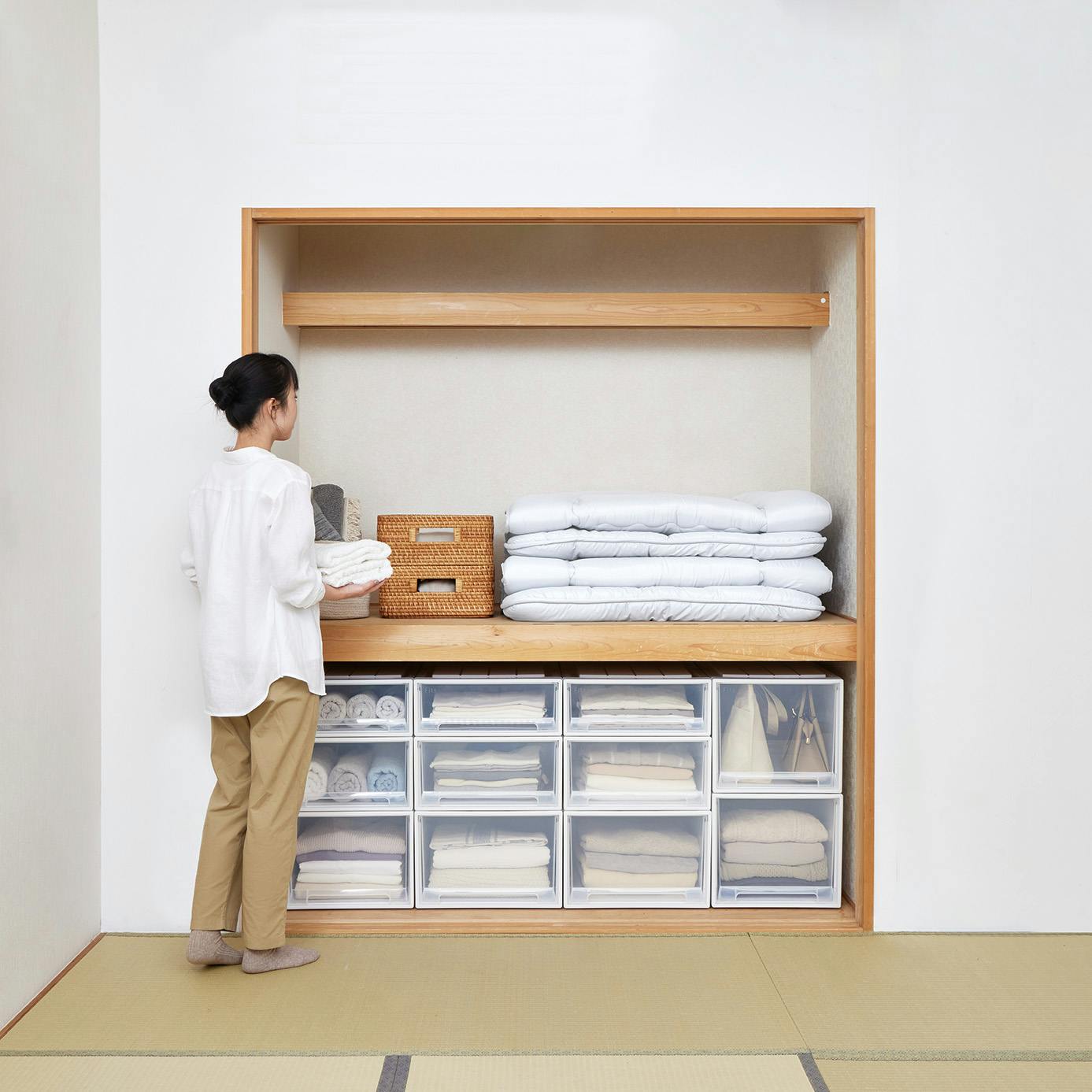 フィッツ ケース 74-44S ホワイトクリア インテリア 引出式 押入れ収納