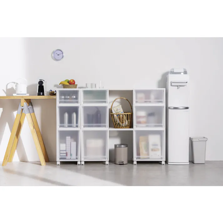 フィッツ ケース マルチ 40-35S ホワイトクリア インテリア 引出式 マルチ収納 積み重ね可能 キッチン収納 別売りキャスター対応 4904746156662【別送品】