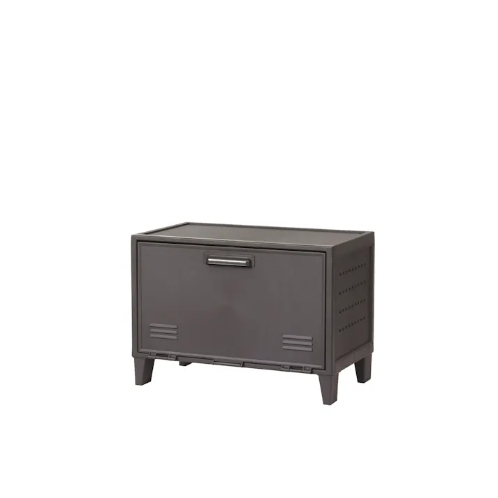 フィッツ ペグ キャビネット ワイド ダークグレー インテリア 扉式 リビング収納 簡単組立 ロッカー風 ヴィンテージ風 扉付き 組み立て簡単 ロッカー 4904746157133【別送品】