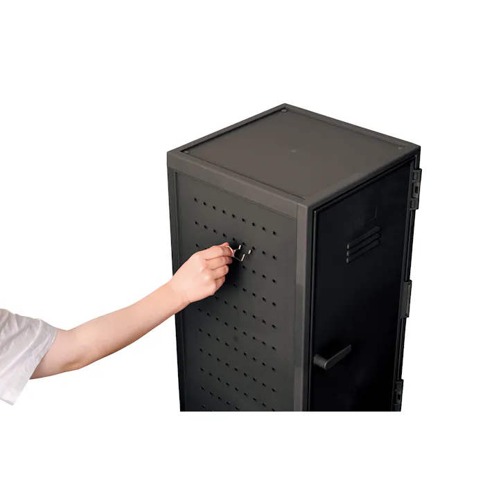 フィッツ ペグ キャビネット ワイド ダークグレー インテリア 扉式 リビング収納 簡単組立 ロッカー風 ヴィンテージ風 扉付き 組み立て簡単 ロッカー 4904746157133【別送品】