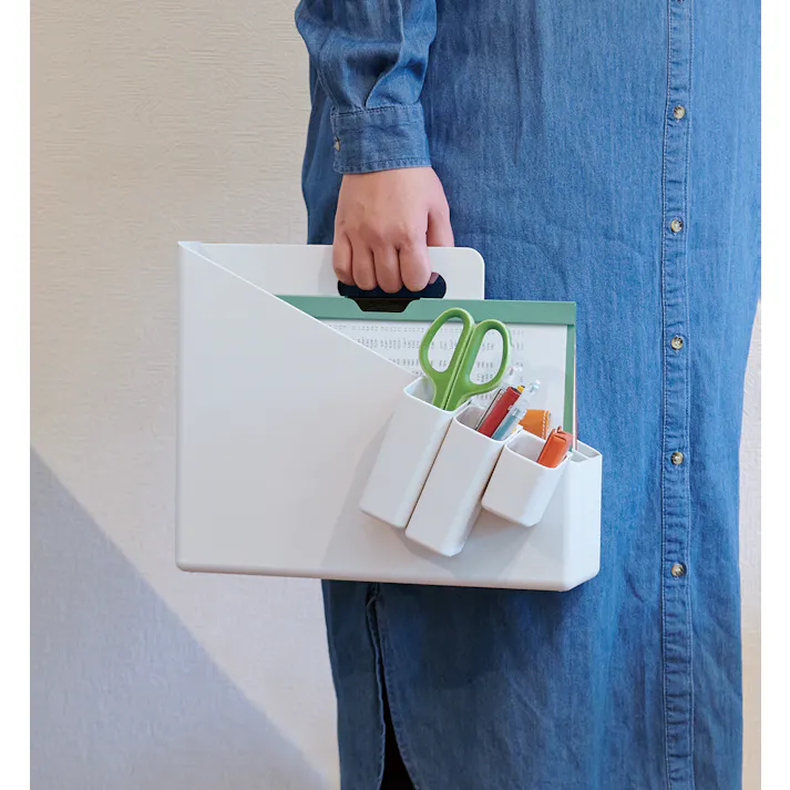 フィッツ キャリーファイルボックス グリーン 小物収納 ファイルボックス 整理整頓 取っ手付き 多機能 4904746157225【別送品】