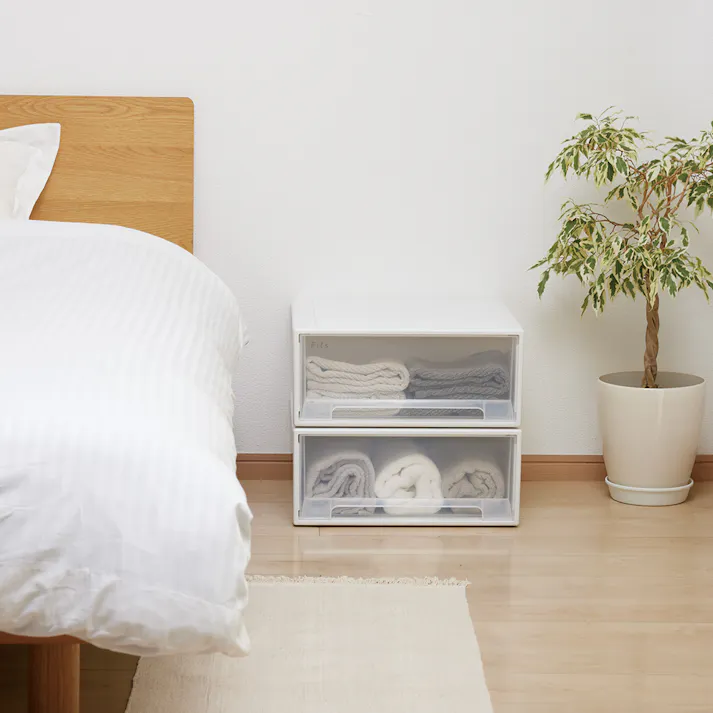 フィッツ ケース 45-45 ホワイトクリア 6個セット インテリア 引出式 小物収納 重ね収納可 多用途 小物収納 4904746159625【別送品】