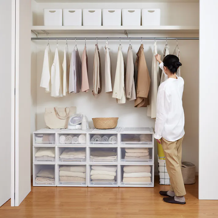 フィッツ ケース 53-39S ホワイトクリア 6個セット インテリア 引出式 クローゼット収納 衣類収納ケース 引き出し収納 別売りキャスター対応 4904746159748【別送品】