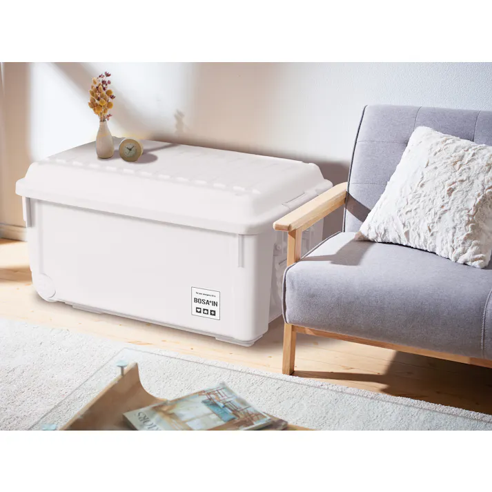 BOSA+IN ベランダキャスターボックス ライトグレー 3個セット インテリア フタ式 スタック 積み重ね 防災グッズ 重ね収納ボックス フタ付きコンテナ 防災用品 4904746160348【別送品】