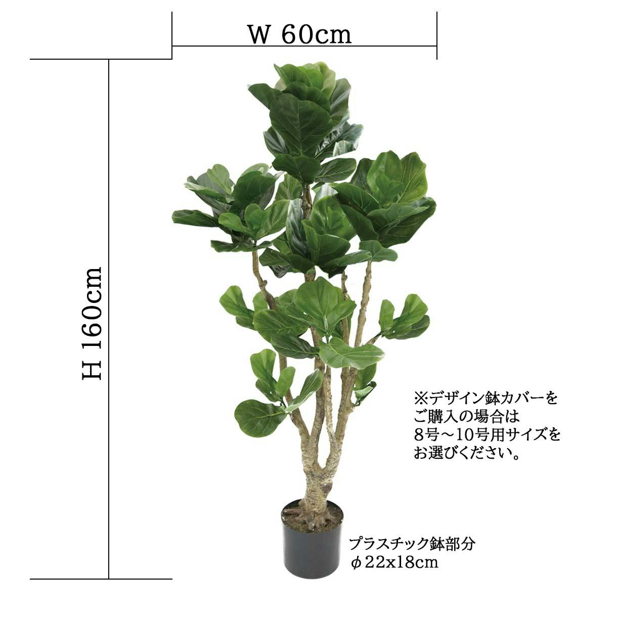 GREEN COFFRET カシワバゴム160cm 人工観葉植物 フェイクグリーン