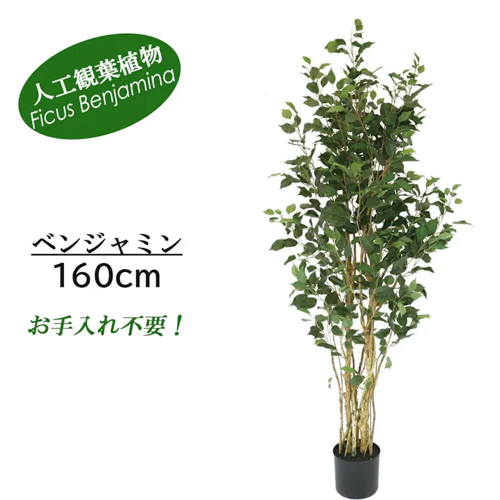 GREEN COFFRET ベンジャミン160cm 人工観葉植物 フェイクグリーン インテリアグリーン RI-081.GR【別送品】