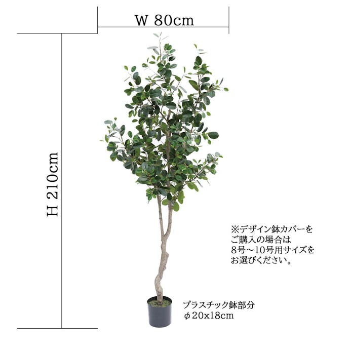 GREEN COFFRET フランスゴムの木210cm 人工観葉植物 フェイクグリーン インテリアグリーン PC-121-5-210【別送品】
