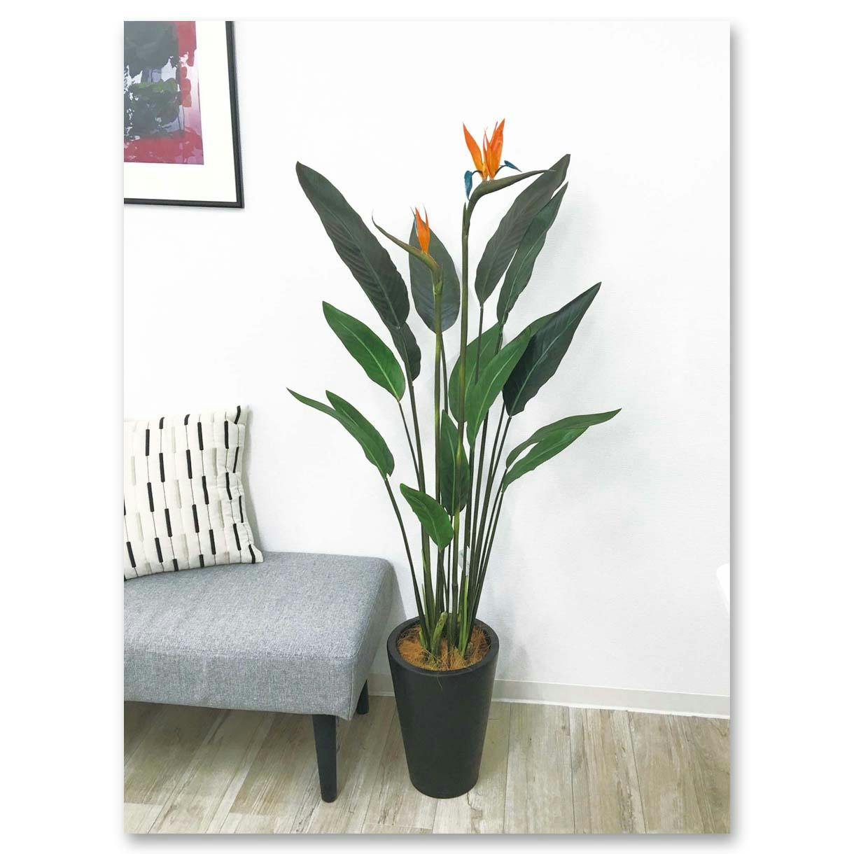 GREEN COFFRET ストレチア130cm 人工観葉植物 フェイクグリーン