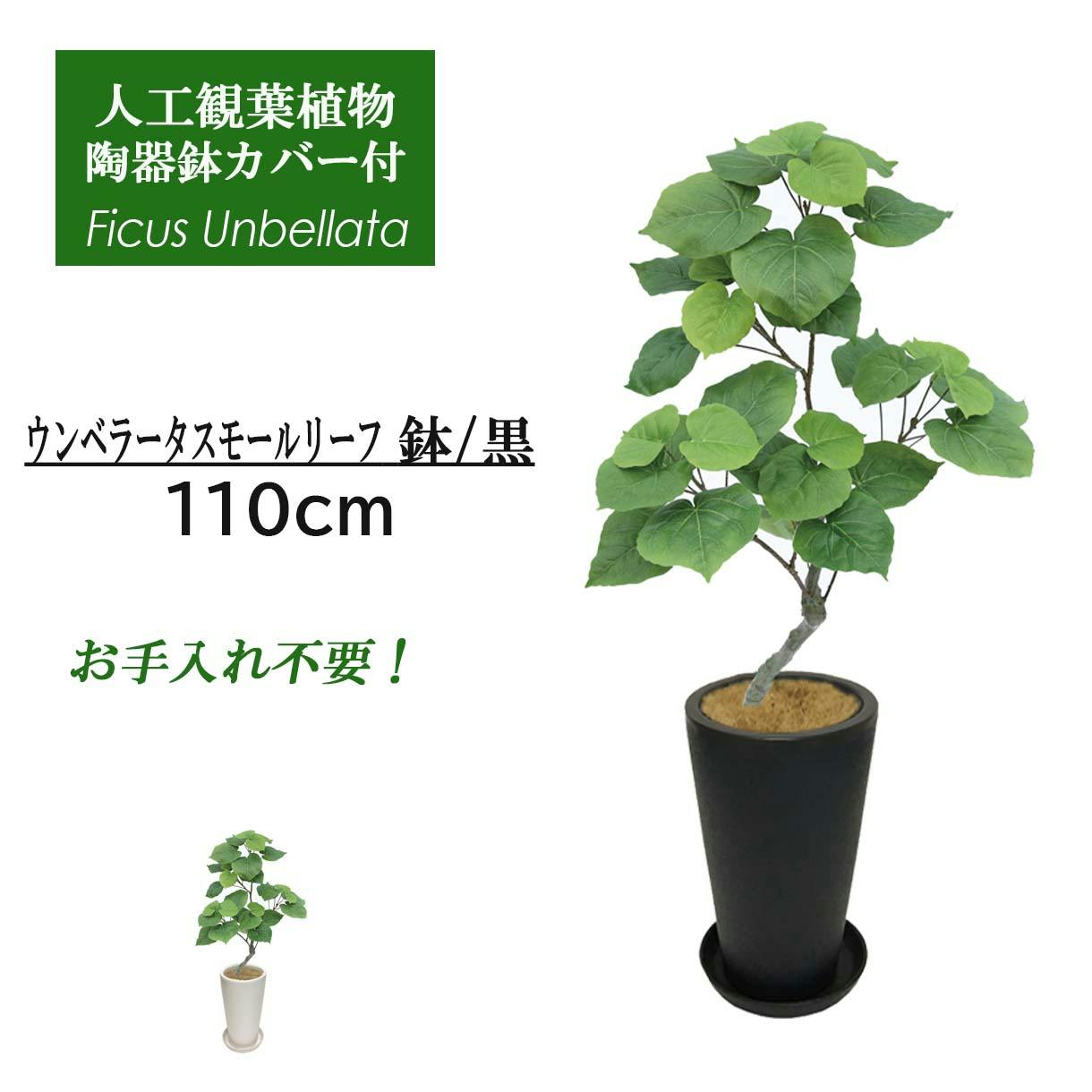 GREEN COFFRET ウンベラータスモールリーフ90陶器鉢付・黒 人工観葉