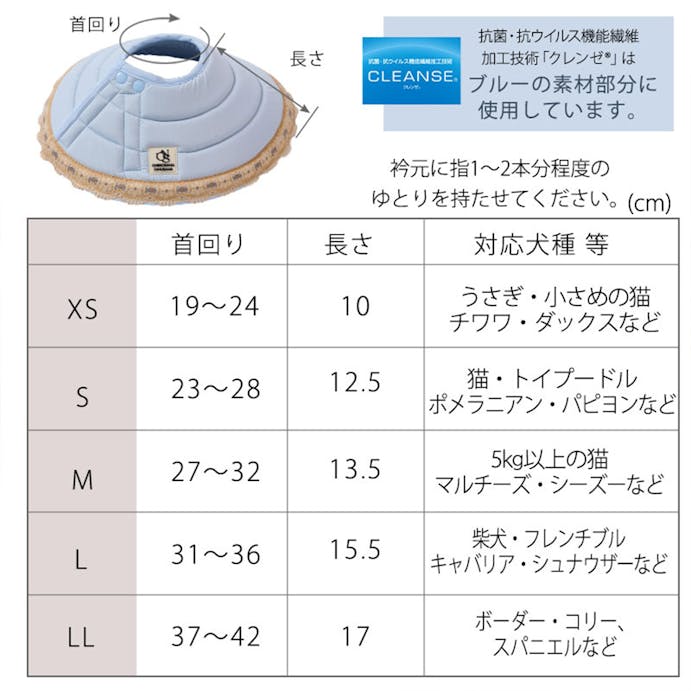 SWEET MOMMY ONEKOSAMA OINUSAMA 日本製 抗菌・抗ウイルス素材 ソフト エリザベスカラー サックス S ons0012-sax-S【別送品】