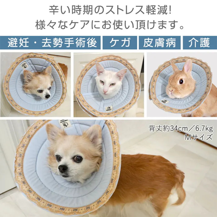 ONEKOSAMA OINUSAMA ソフト エリザベスカラー サックス XS 日本製 抗菌・抗ウイルス 軽量 ons0012-sax-XS【別送品】