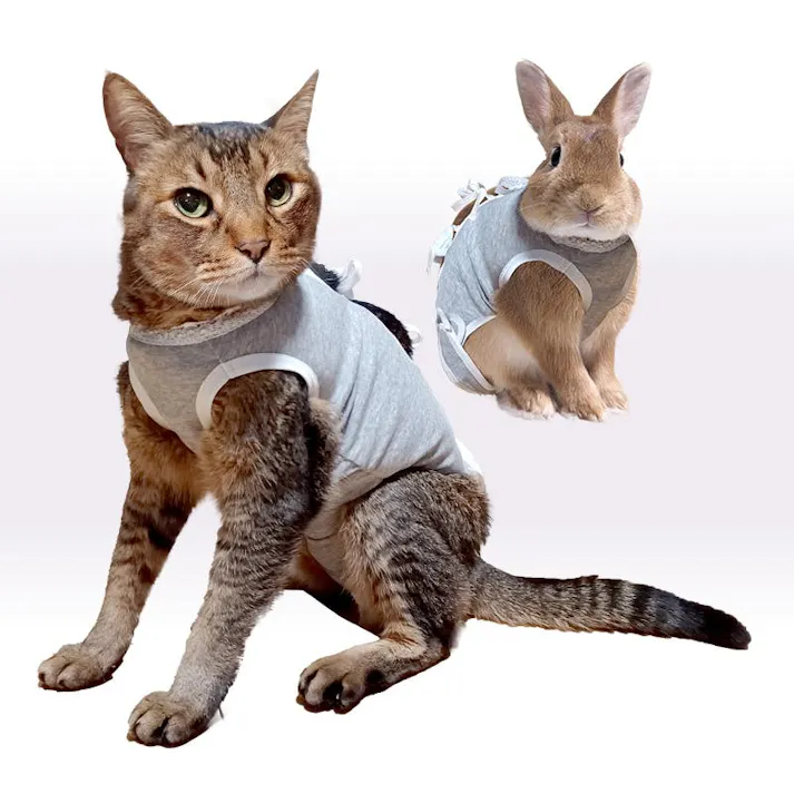 ONEKOSAMA OINUSAMA 獣医師監修 術後服 犬 猫 うさぎ 杢グレー S ストレッチ素材 ons0024-mgr-S【別送品】