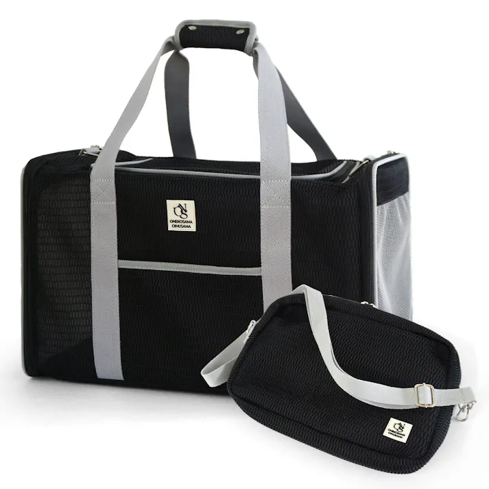 ONEKOSAMA OINUSAMA 2WAY ペットボストンキャリー 猫 犬 ペットキャリー ブラック お手入れ簡単 軽量 通気性 ons0031-bk【別送品】