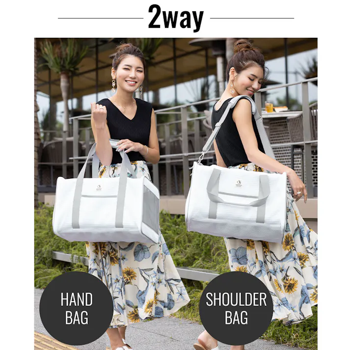 ONEKOSAMA OINUSAMA 2WAY ペットボストンキャリー 猫 犬 ペットキャリー ホワイト お手入れ簡単 軽量 通気性 ons0031-wh【別送品】