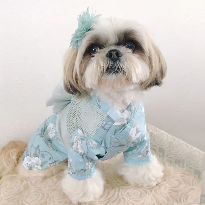 ONEKOSAMA OINUSAMA 空調ペット服 浴衣 ブルー M【ファン1個】 小型犬 ons0032set-ons0019bl-M【別送品】