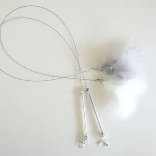 ONEKOSAMA OINUSAMA ねこじゃらし ロングタイプ 猫 おもちゃ グレー 丈夫 鈴付 取り換え羽根 ons0034-gr【別送品】