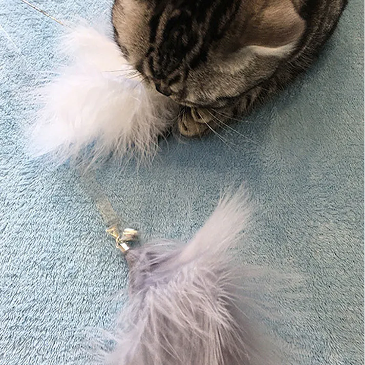 ONEKOSAMA OINUSAMA ねこじゃらし ロングタイプ 猫 おもちゃ グレー 丈夫 鈴付 取り換え羽根 ons0034-gr【別送品】