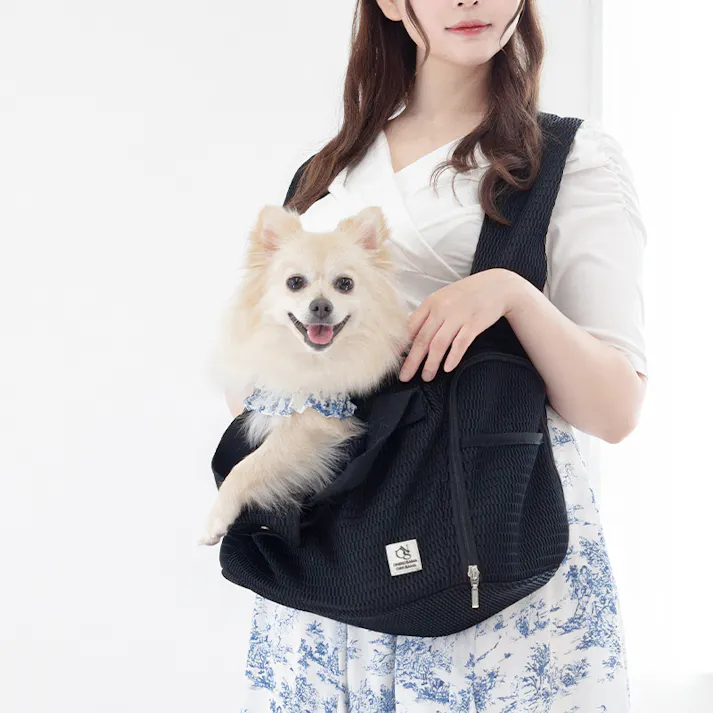 ONEKOSAMA OINUSAMA ペット用 マルチスリング 猫 犬 ペットキャリー ブラック L お手入れ簡単 軽量 メッシュ素材 ons0042-bk-L【別送品】