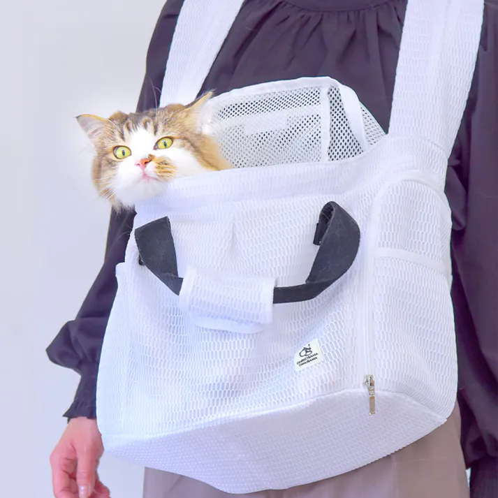 ONEKOSAMA OINUSAMA ペット用 マルチスリング 猫 犬 ペットキャリー ホワイト L お手入れ簡単 軽量 メッシュ素材 ons0042-wh-L【別送品】