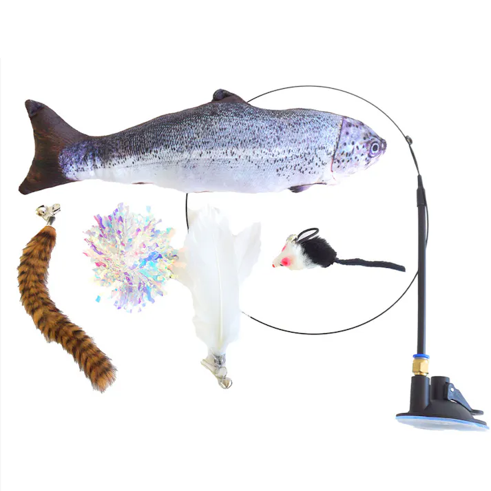 ONEKOSAMA OINUSAMA ねこじゃらし&お魚おもちゃ 6点ギフトセット ポンポン 猫 丈夫 鈴付 取り換え羽根 ons0051-pom【別送品】