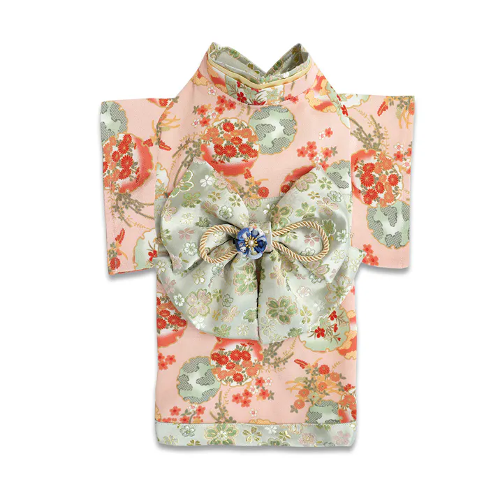 ONEKOSAMA OINUSAMA 振袖 着物風 ペットウェア ピーチ 5L 中型犬 洗える ons0057-peach-5L【別送品】