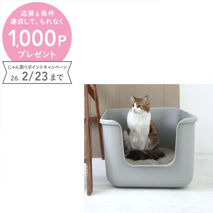 ONEKOSAMA OINUSAMA インテリア 猫トイレ BEAUTY PLUS グレー 抗菌素材 大型 入口低め ons0065-gr【別送品】