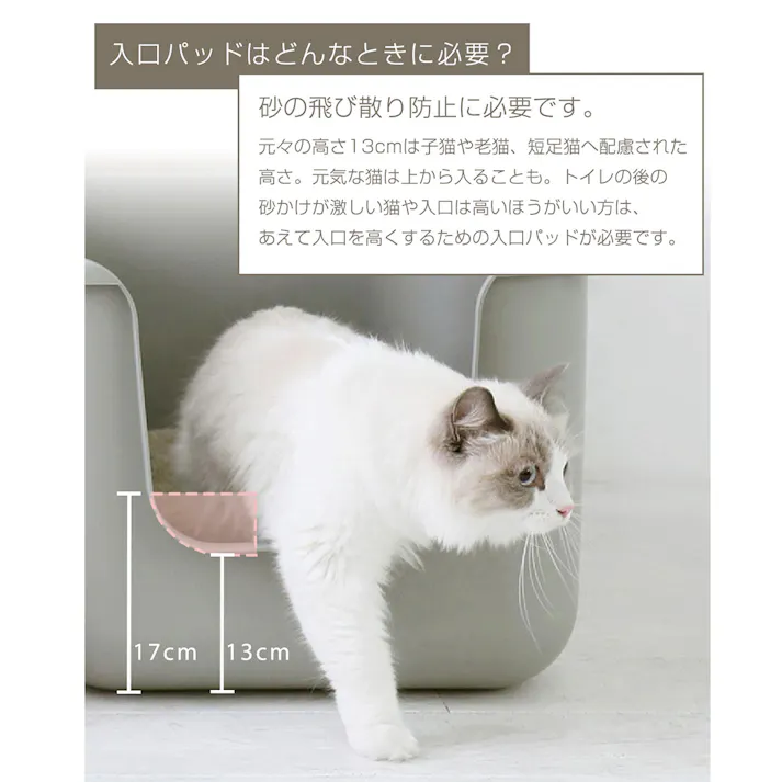 ONEKOSAMA OINUSAMA インテリア 猫 トイレ 専用 入口パッド ホワイト 追加パーツ 高さ調節 飛散防止 ons0066-wh【別送品】