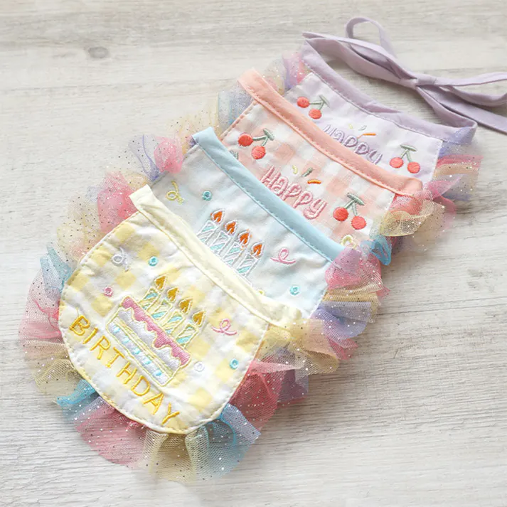 ONEKOSAMA OINUSAMA バースデースタイ&帽子セット 犬 猫 ライトブルー 記念日 リバーシブル 洗える ons0072-lbl【別送品】