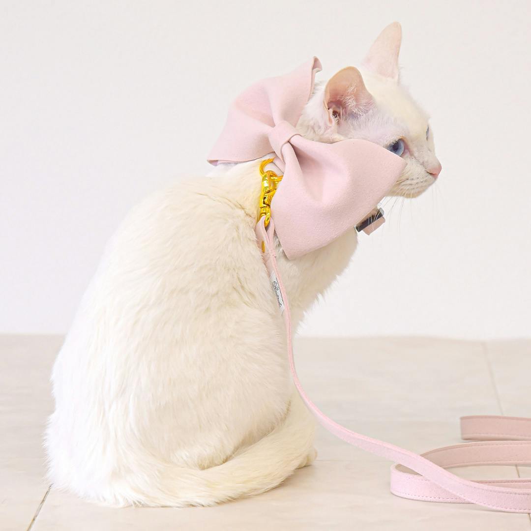 ONEKOSAMA OINUSAMA スウェード調 ビッグリボンハーネス 犬 猫