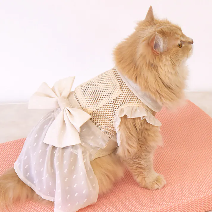 SWEET MOMMY ONEKOSAMA OINUSAMA サンドレス ペットウェア ドビーシフォン アイボリー 2L(セットXL) ons0093-cf-iv-2L【別送品】