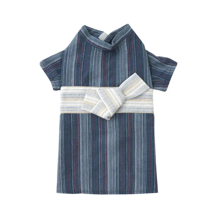 ONEKOSAMA OINUSAMA DESIGNERS GUILD 浴衣 ペットウェア ストライプ柄 ネイビー L 小型犬 洗える ons0100-nv-L【別送品】
