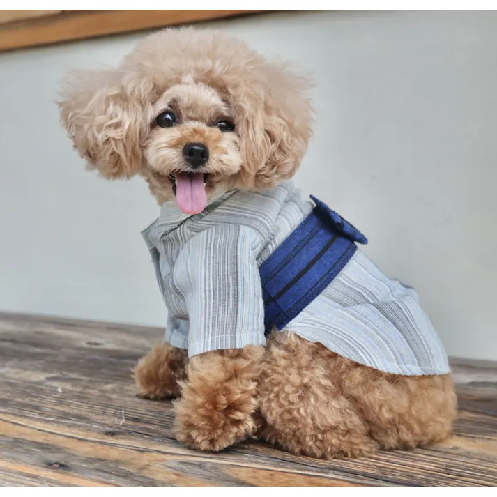 ONEKOSAMA OINUSAMA DESIGNERS GUILD 浴衣 ペットウェア ストライプ柄 ホワイト 5L 中型犬 洗える ons0100-wh-5L【別送品】