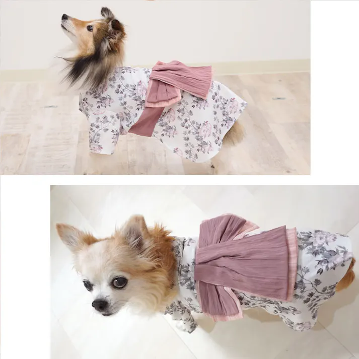 ONEKOSAMA OINUSAMA DESIGNERS GUILD 浴衣 ペットウェア 花柄 ピンク LL 小型犬 洗える ons0102-pk-2L【別送品】