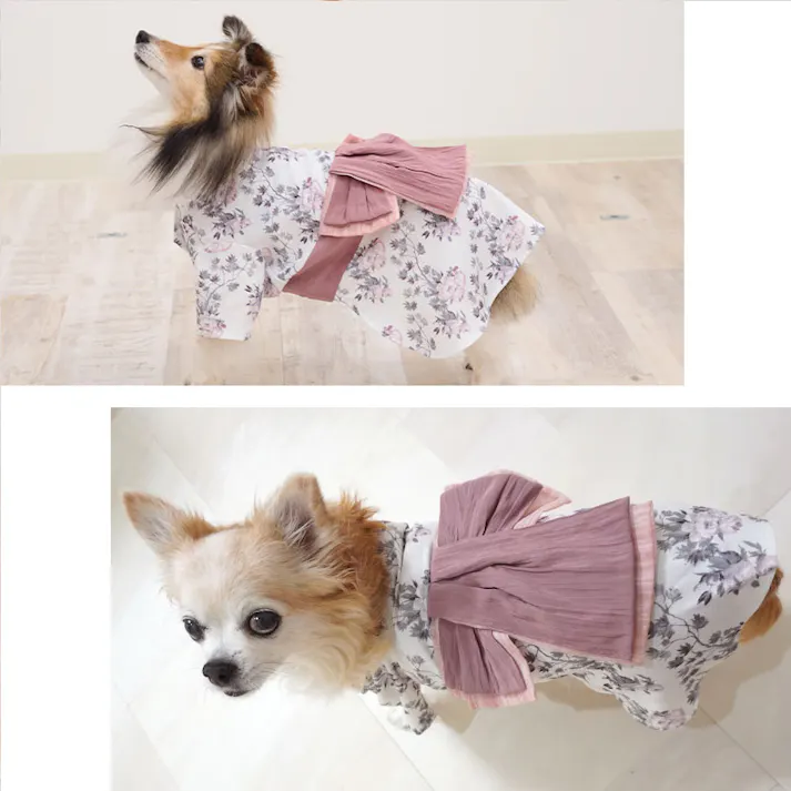 ONEKOSAMA OINUSAMA DESIGNERS GUILD 浴衣 ペットウェア 花柄 ピンク XS 洗える 超小型犬用 ons0102-pk-XS【別送品】