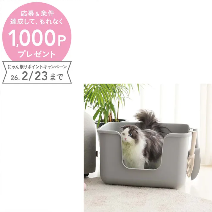 ONEKOSAMA OINUSAMA インテリア 猫トイレ SQUARE グレー 抗菌素材 スクエア型 入口低め ons0105-gr【別送品】