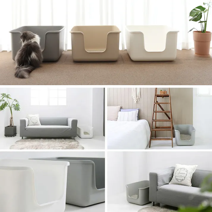 ONEKOSAMA OINUSAMA インテリア 猫トイレ SQUARE グレー 抗菌素材 スクエア型 入口低め ons0105-gr【別送品】