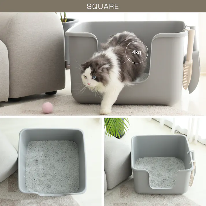 ONEKOSAMA OINUSAMA インテリア 猫トイレ SQUARE グレー 抗菌素材 スクエア型 入口低め ons0105-gr【別送品】