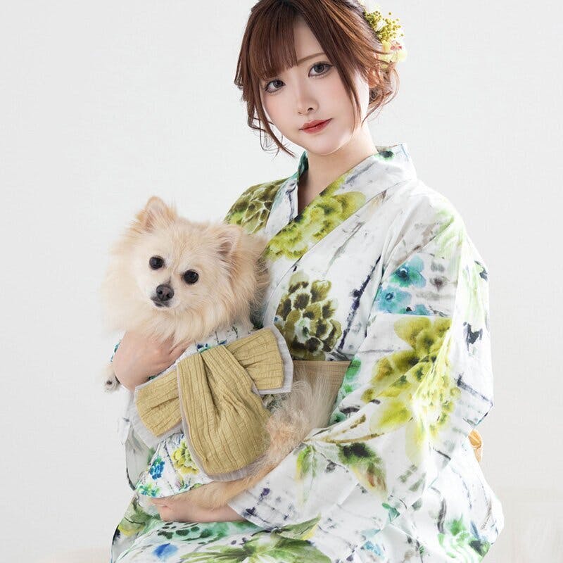 ONEKOSAMA OINUSAMA 浴衣 ペットウェア 花柄/エメラルド/4L 中型
