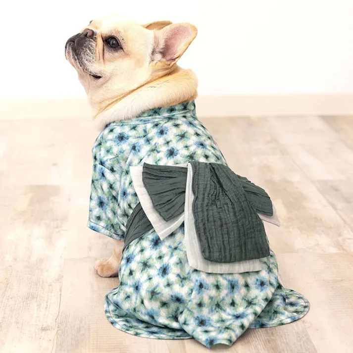 ONEKOSAMA OINUSAMA 浴衣 ペットウェア ストライプ柄/グレー/M 小型犬 洗える ons0102-gr-M【別送品】