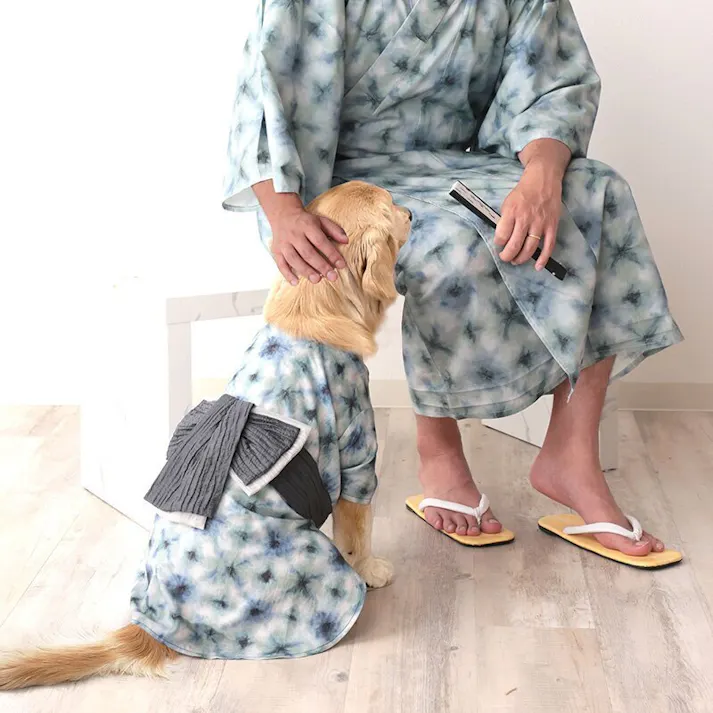 ONEKOSAMA OINUSAMA 浴衣 ペットウェア ストライプ柄/グレー/M 小型犬 洗える ons0102-gr-M【別送品】