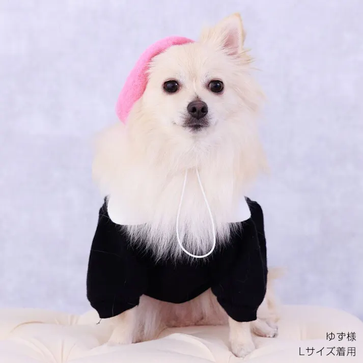 ONEKOSAMA OINUSAMA 丸襟ニット/ブラック×ホワイト/5L 中型犬 洗える ons0107-bkwh-5L【別送品】