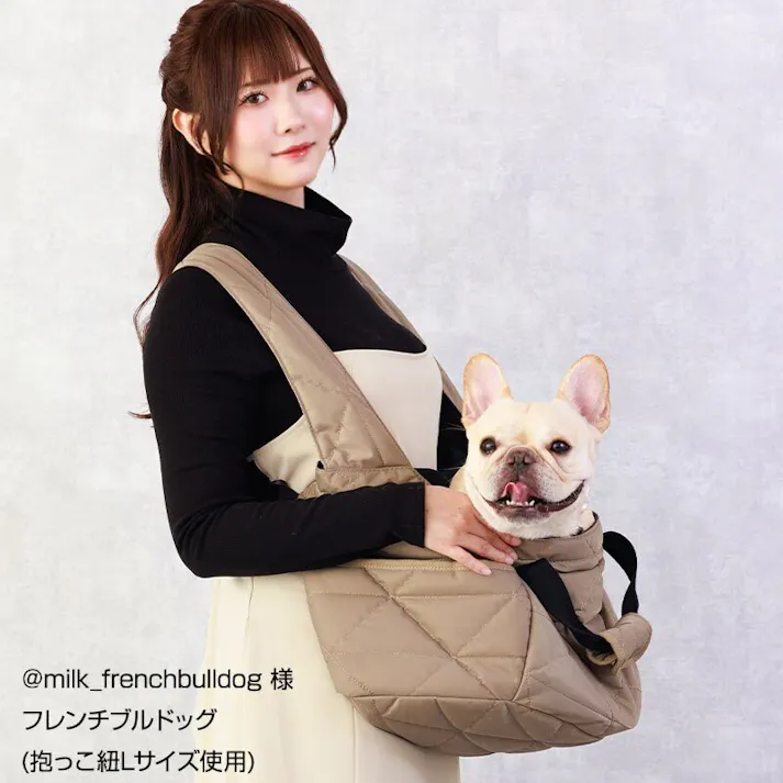 ONEKOSAMA OINUSAMA 強撥水ナイロン ペットマルチ抱っこ紐 ペットスリング キルティング/グレージュ/M 軽量 ショルダー トート ons0111-gre-M【別送品】