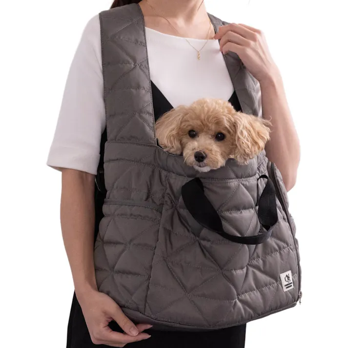 ONEKOSAMA OINUSAMA 強撥水ナイロン ペットマルチ抱っこ紐 ペットスリング キルティング/ブラック/M 軽量 ショルダー トート ons0111-gr-M【別送品】