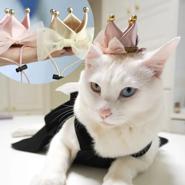 ONEKOSAMA OINUSAMA ペットクラウン 王冠アクセサリー ゴム紐タイプ ピンク おしゃれ アクセサリー ons0117b-pk【別送品】