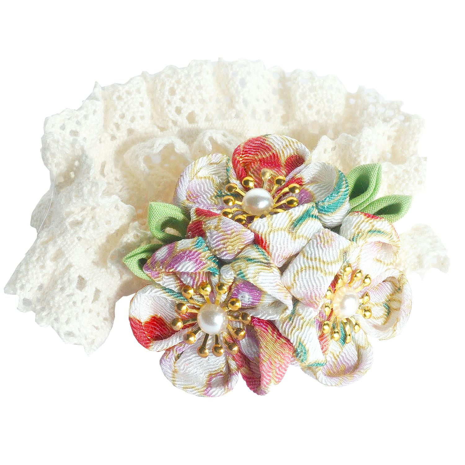 ONEKOSAMA OINUSAMA つまみ細工 ヘアアクセサリー ヘアバンドタイプ サクラクリーム おしゃれ アクセサリー sg22040b-crwh【別送品】