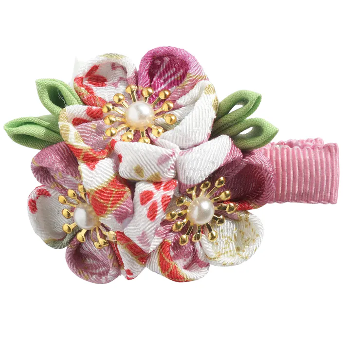 ONEKOSAMA OINUSAMA つまみ細工 ヘアアクセサリー クリップタイプ チャームピンク おしゃれ アクセサリー sg22040-cpk【別送品】