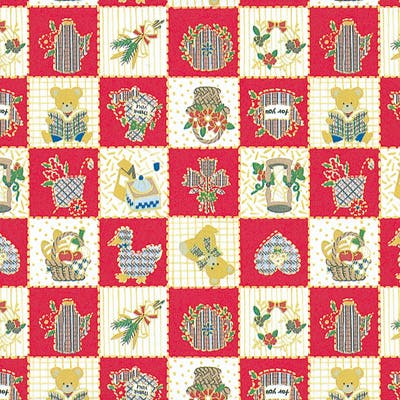 HEIKO シモジマ 包装紙 半才 カントリーステッチ 赤 100枚入×10 002319020(CDC)【別送品】