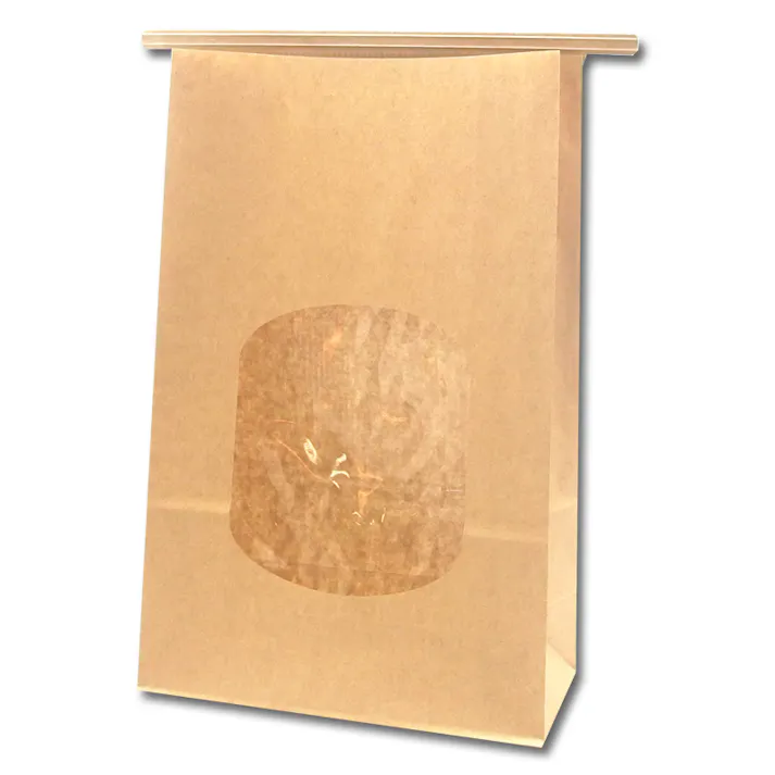 HEIKO シモジマ 窓付角底袋ワイヤー付15.5-7 未晒無地 全ラミ 10枚×80 004083502(CDC)【別送品】